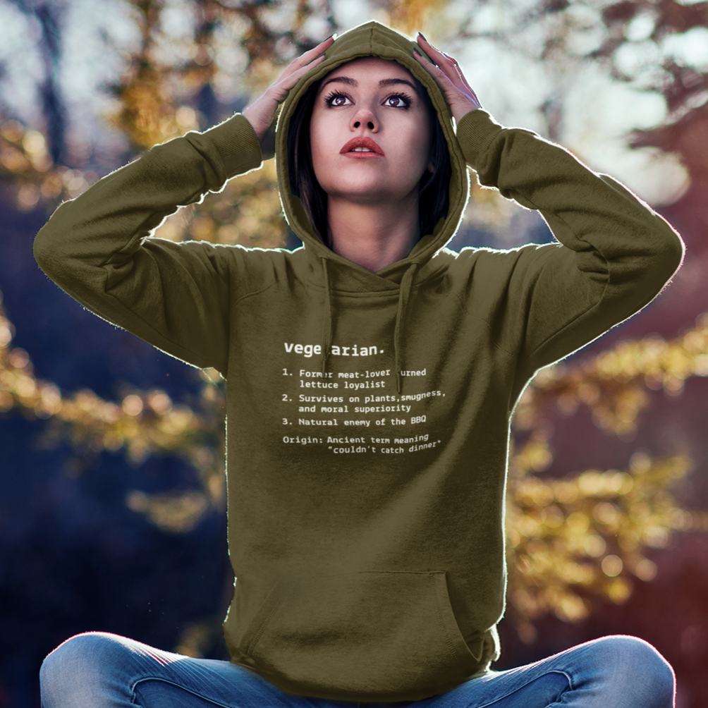 Quirky Vegetarian Humor Hooded Sweatshirt