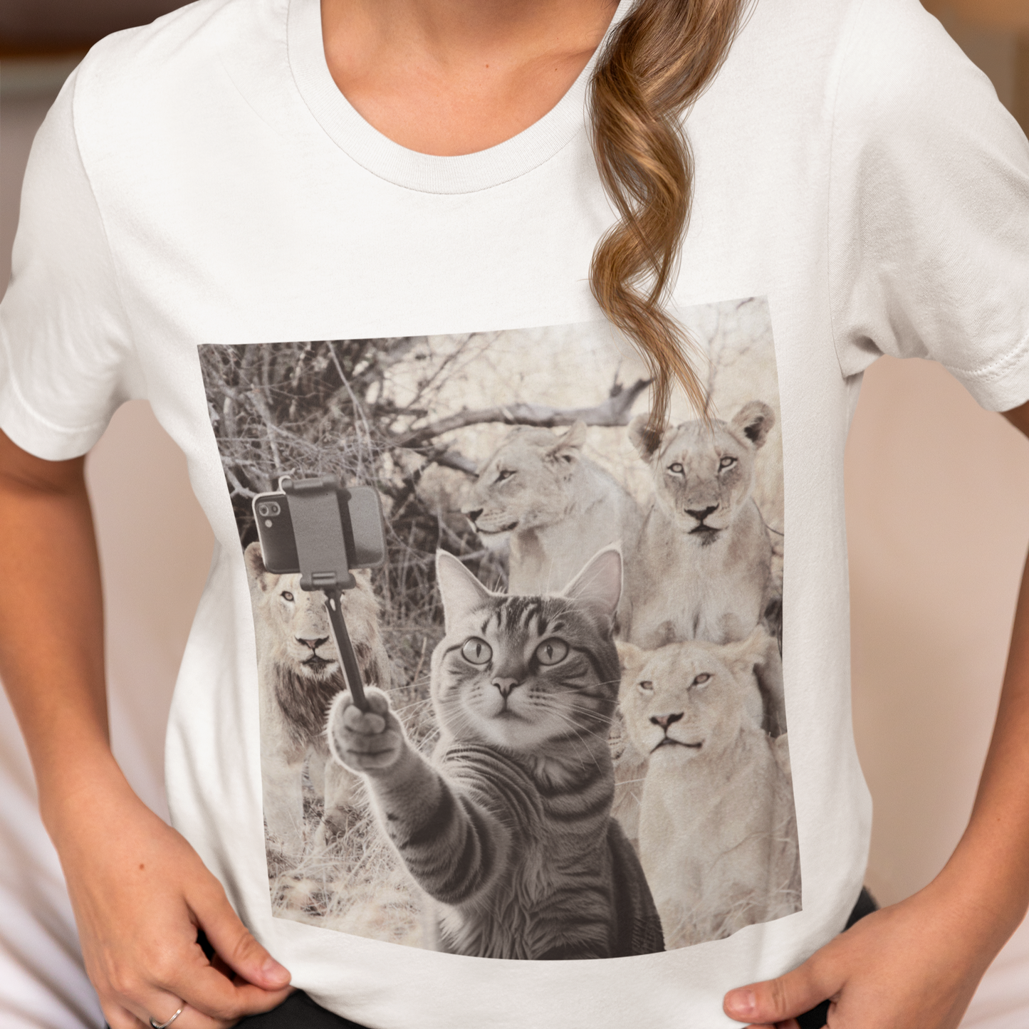 Surreal Cat Lion Selfie Tee