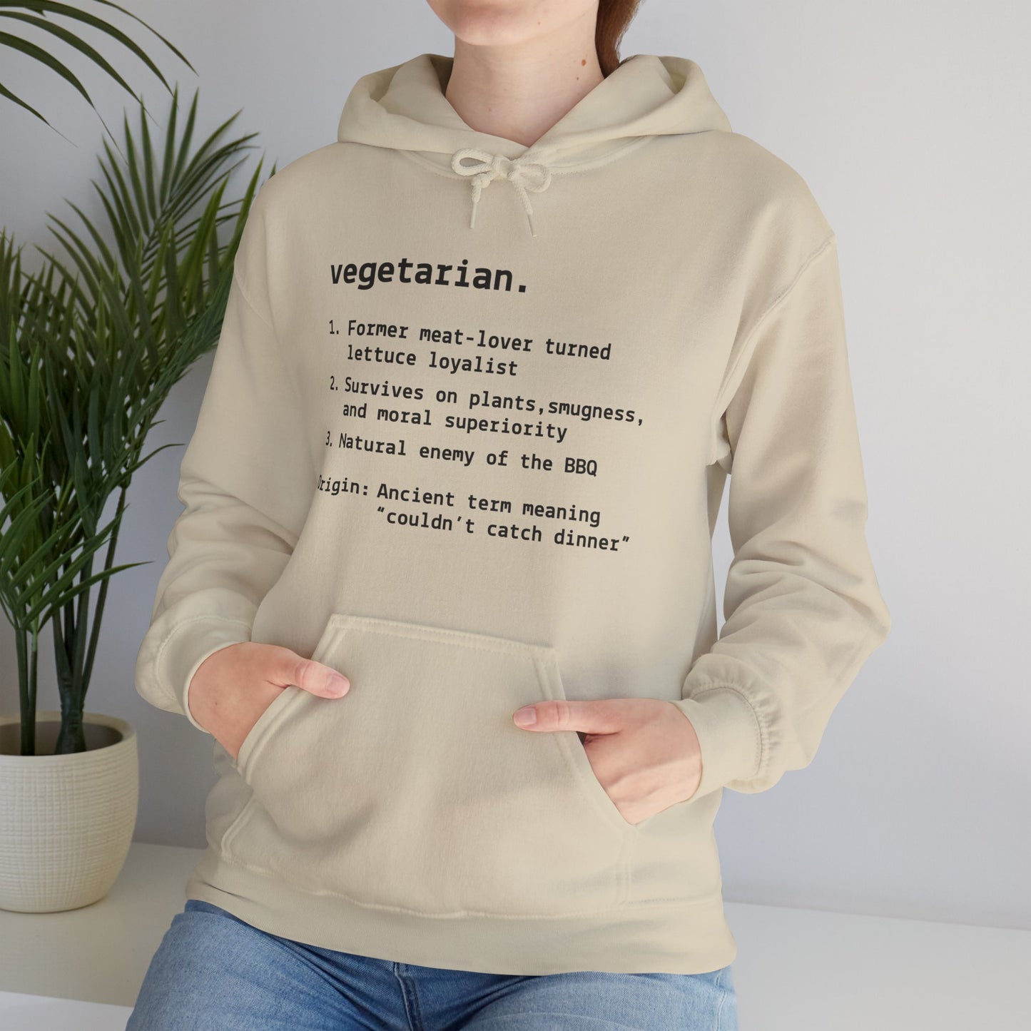 Quirky Vegetarian Humor Hooded Sweatshirt