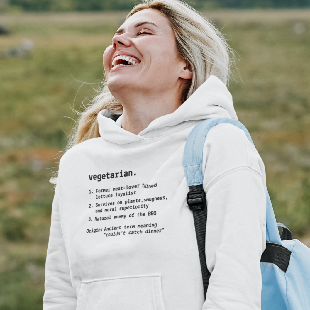 Quirky Vegetarian Humor Hooded Sweatshirt